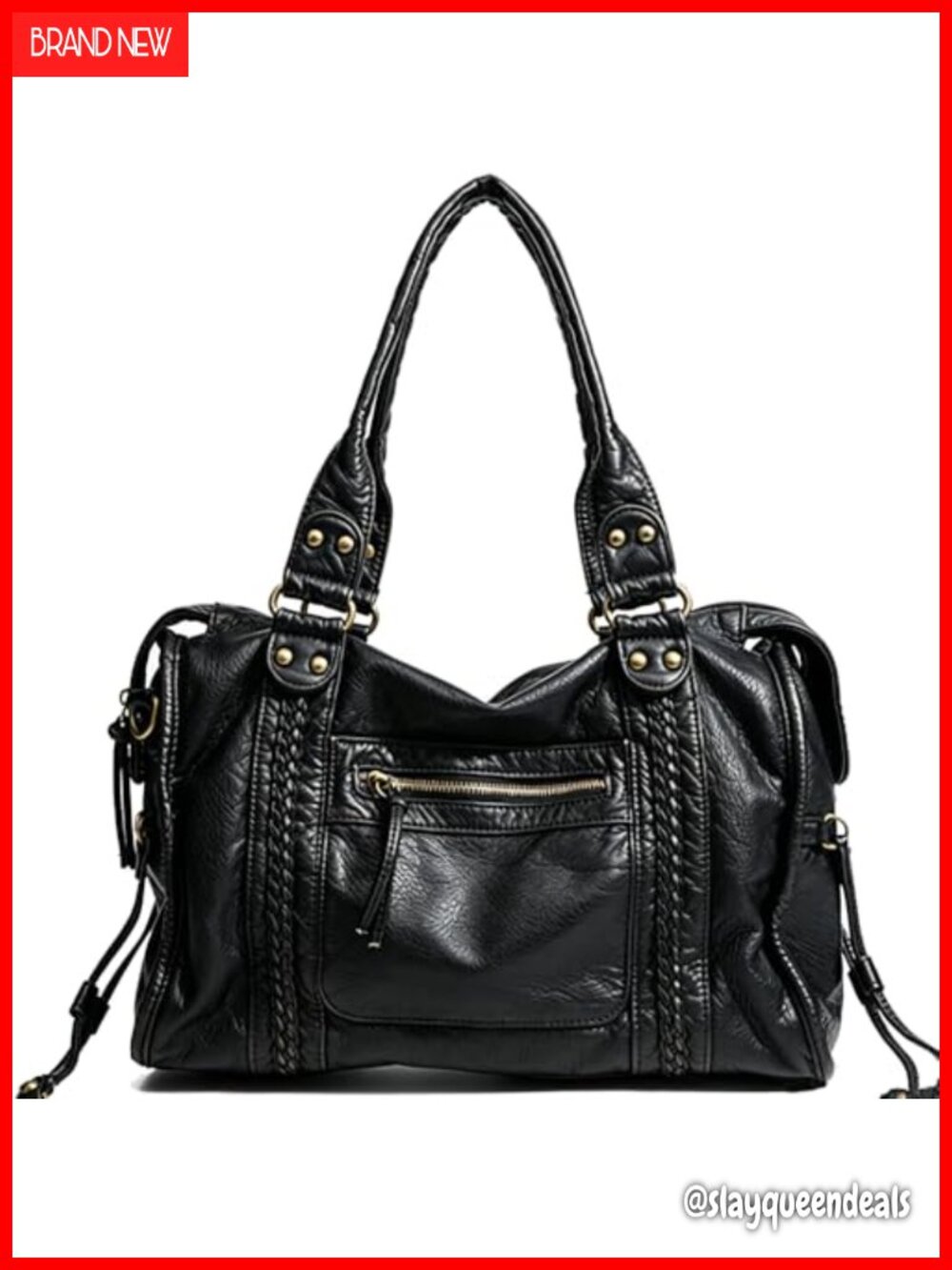 Washed Vegan Leather Tote Bag